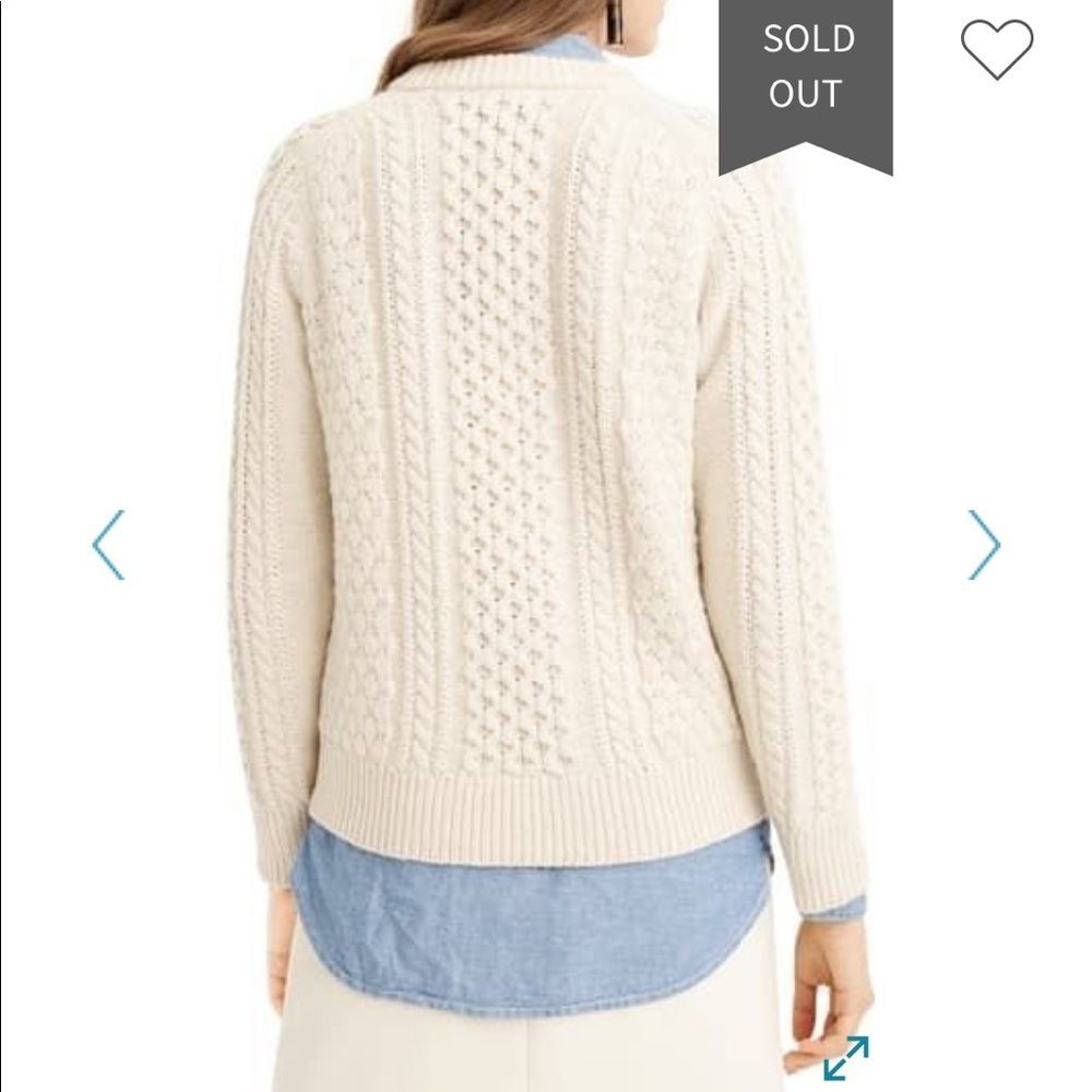 New J. Crew Pom Pom Cable Knit Sweater Sz XXS Soft Cream - Picture 3 of 11